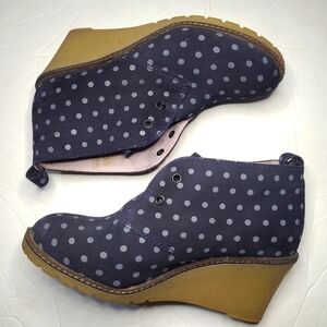 Boden Navy Blue Polka-dot  Wedge Sneakers Shoes 6 (37)